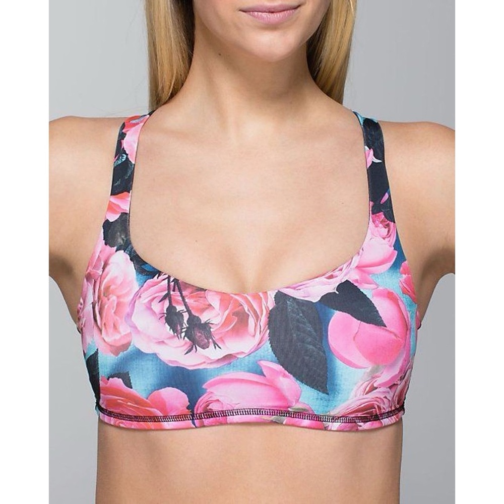 Lululemon Free to Be Pink/Blue Secret Garden Bra